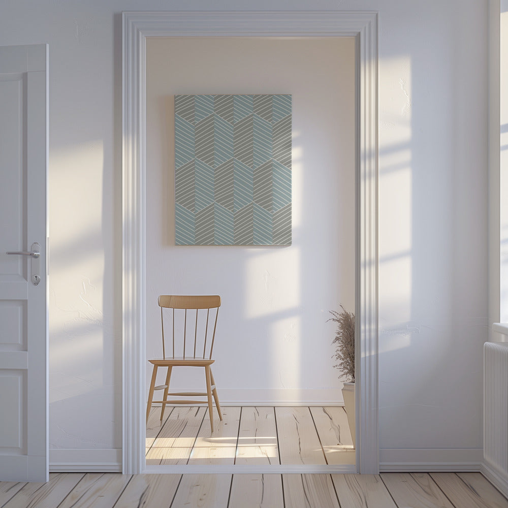 Floral Heritage visgraat grijsblauw patroon | Canvas