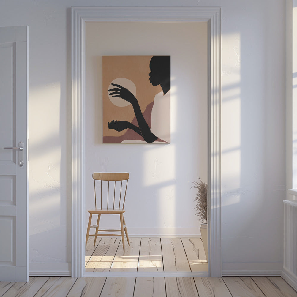 Minimalistisch abstract kunst zonsondergang meisje | Canvas