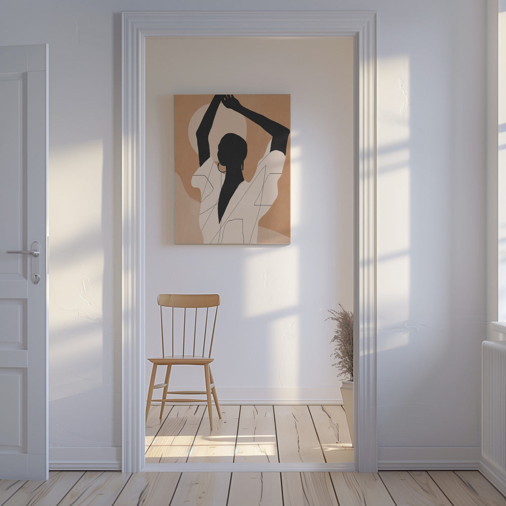 Minimalistisch abstract kunst zonsondergang meisje | Canvas