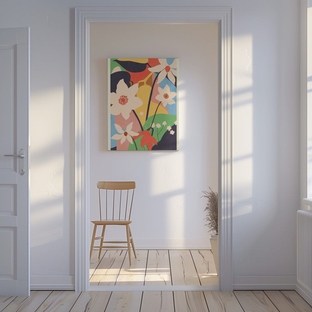 Abstracte kunst Landschap Bloemen | Canvas