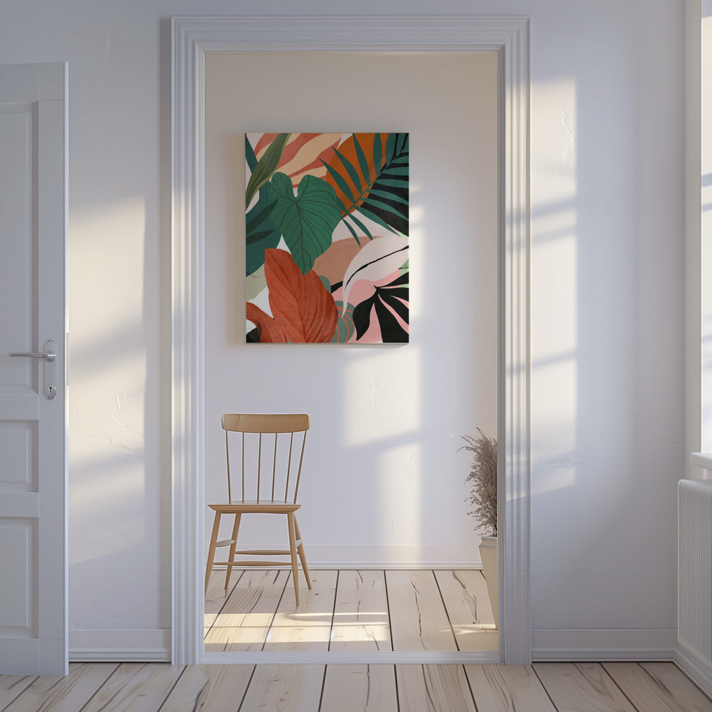 Abstracte kunst tropische bladeren | Canvas