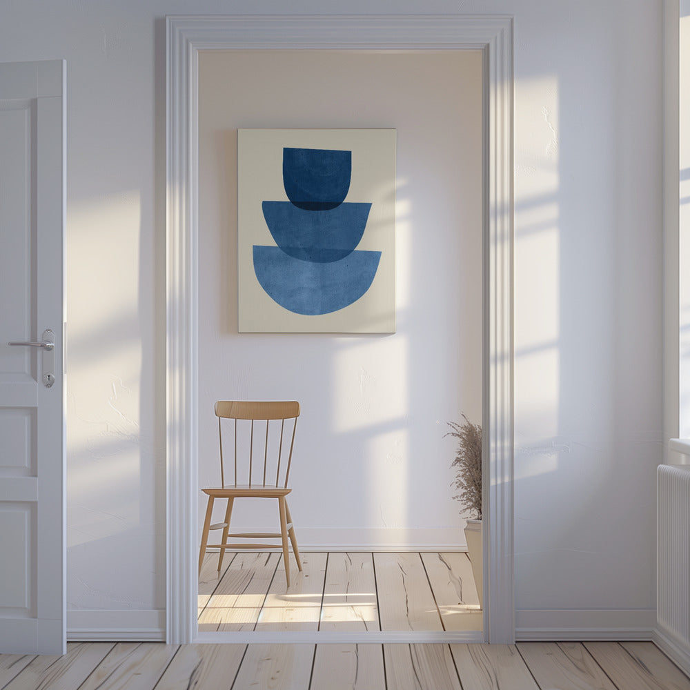 Geometrische abstracte vormen blauw | Canvas
