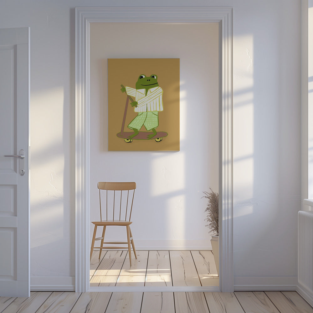 Kikker op scooter | Canvas
