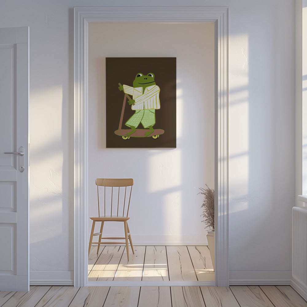 Kikker op scooter | Canvas