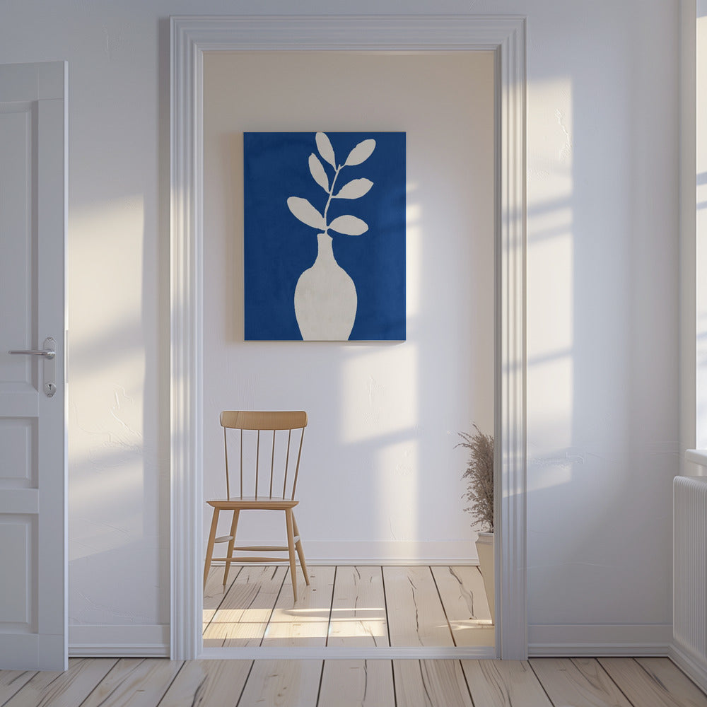 Witte vaas en bladeren | Canvas