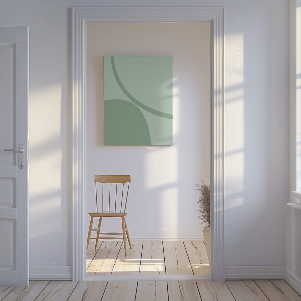 Serene groene rondingen | Canvas