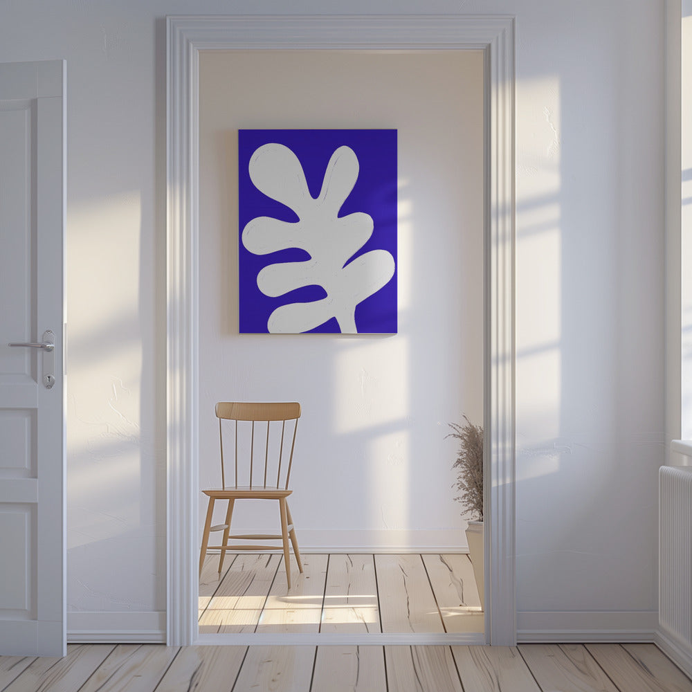 Blad op blauw canvas | Canvas