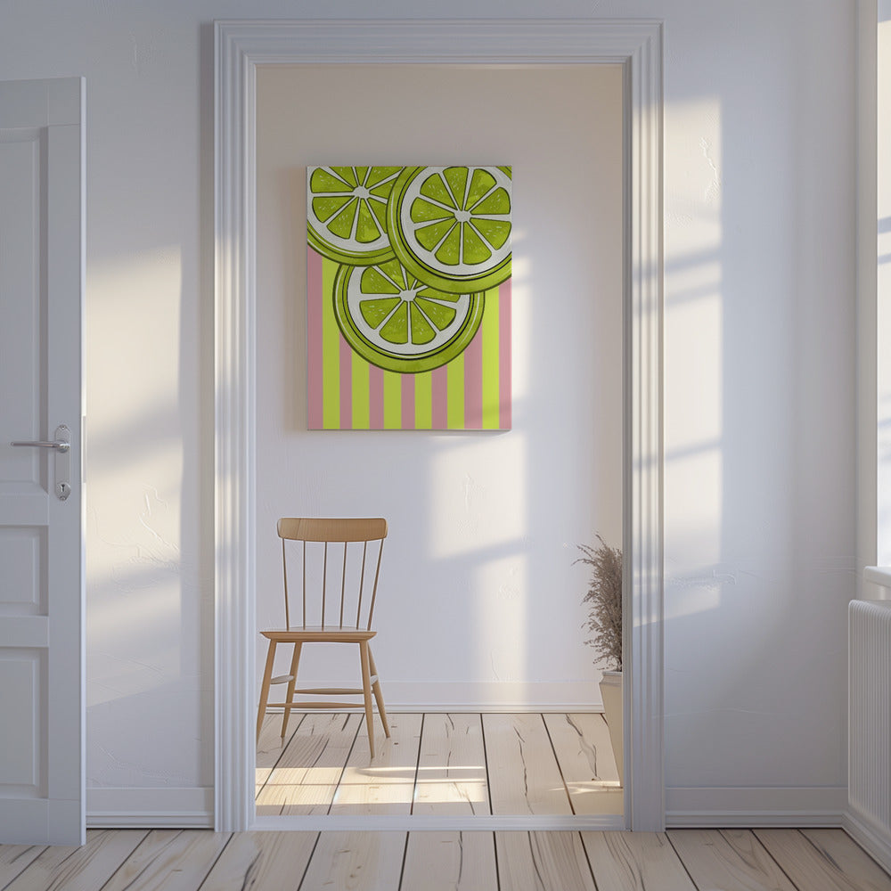 Limoen op roze | Canvas