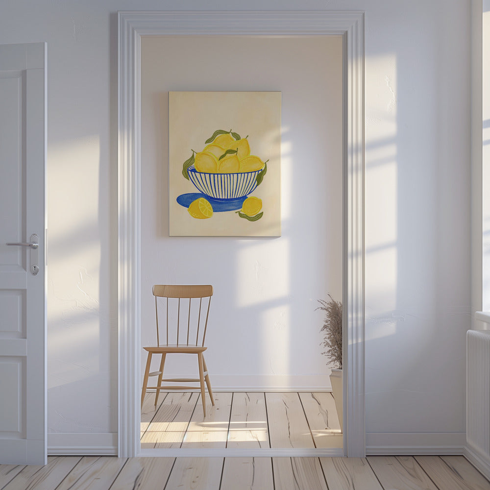 Kom met levendige gele citroenen | Canvas