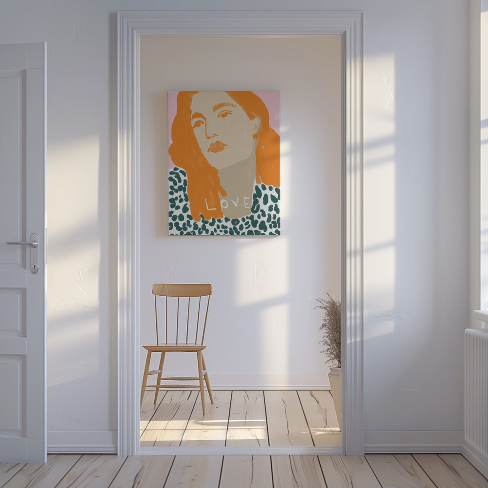 Portret van een vrouw met oranje haar | Canvas