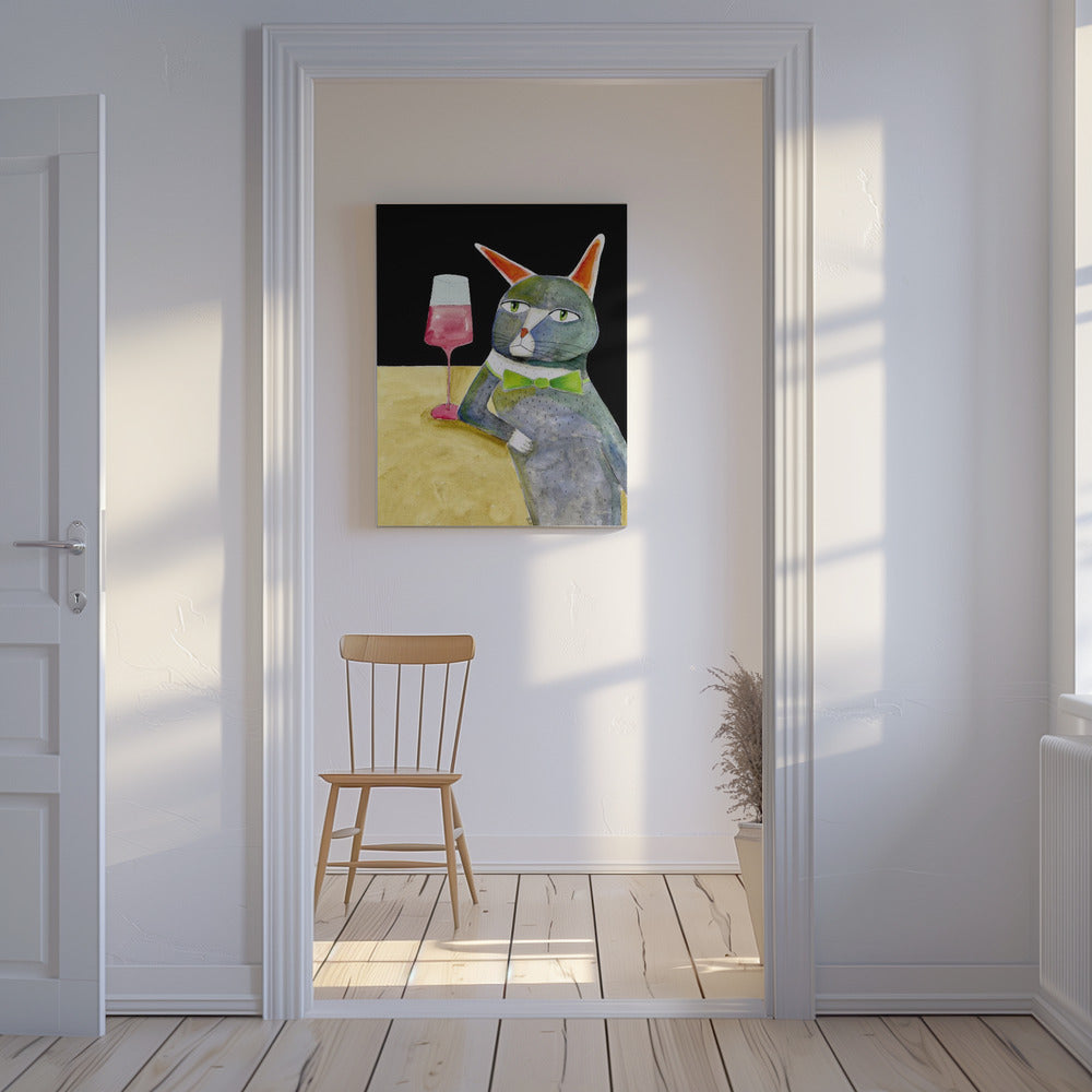 Kat aan de bar | Canvas