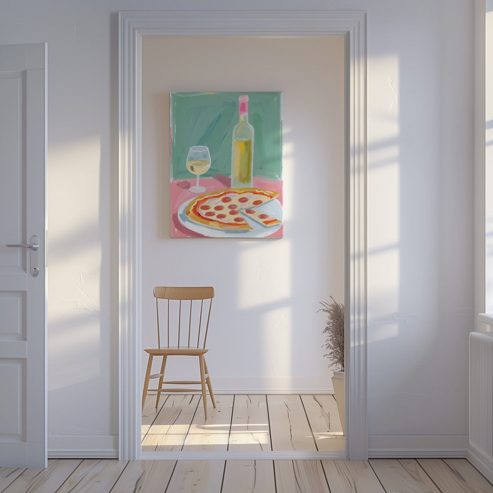Pizza en wijn | Canvas