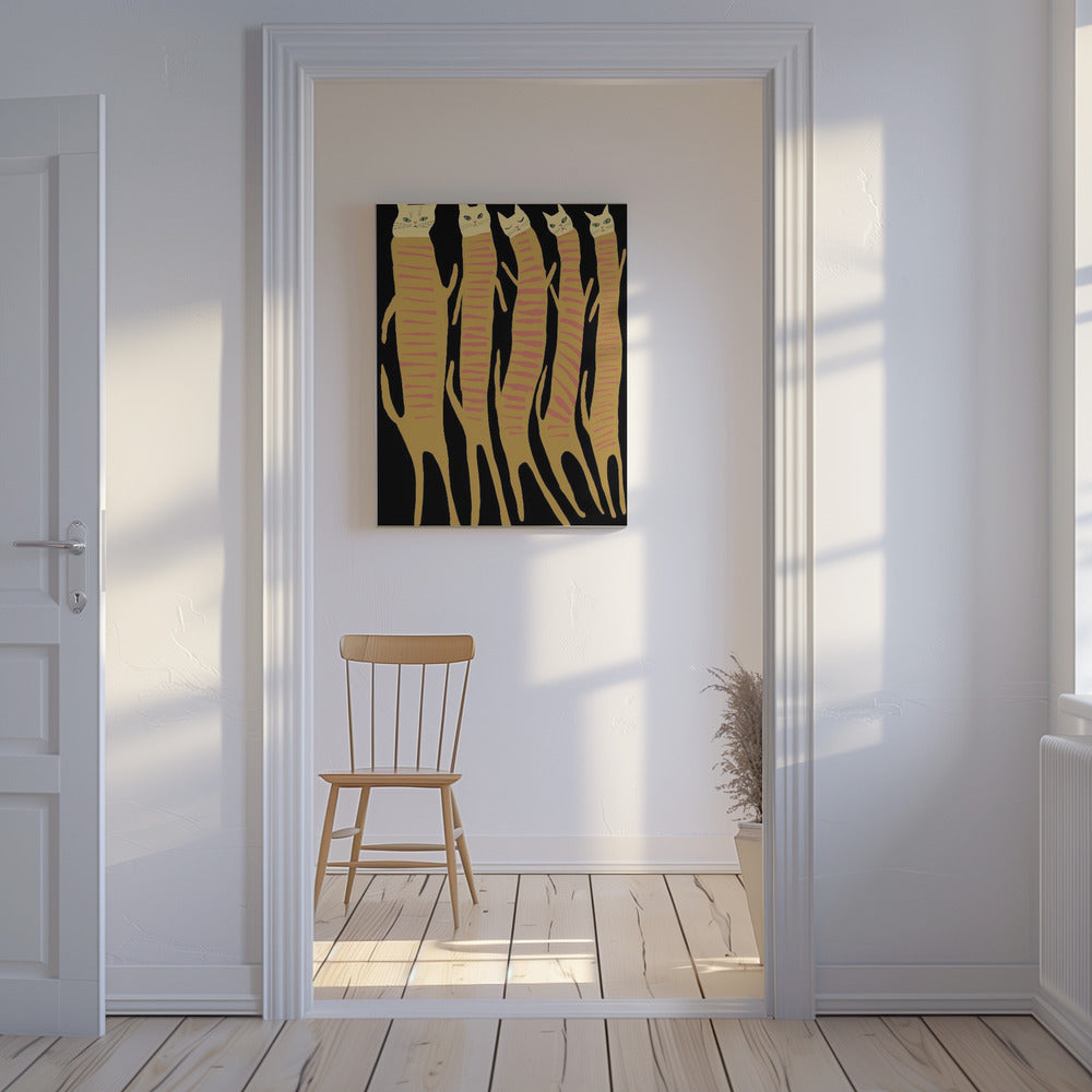 Five long cats | Canvas