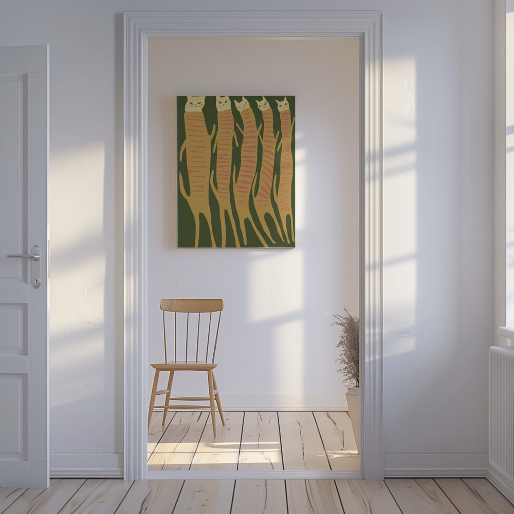Five long cats | Canvas