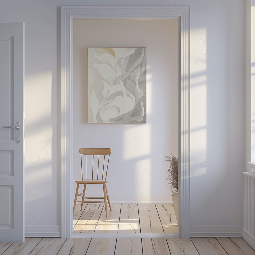 Wervelende witte en grijze lijnen | Canvas