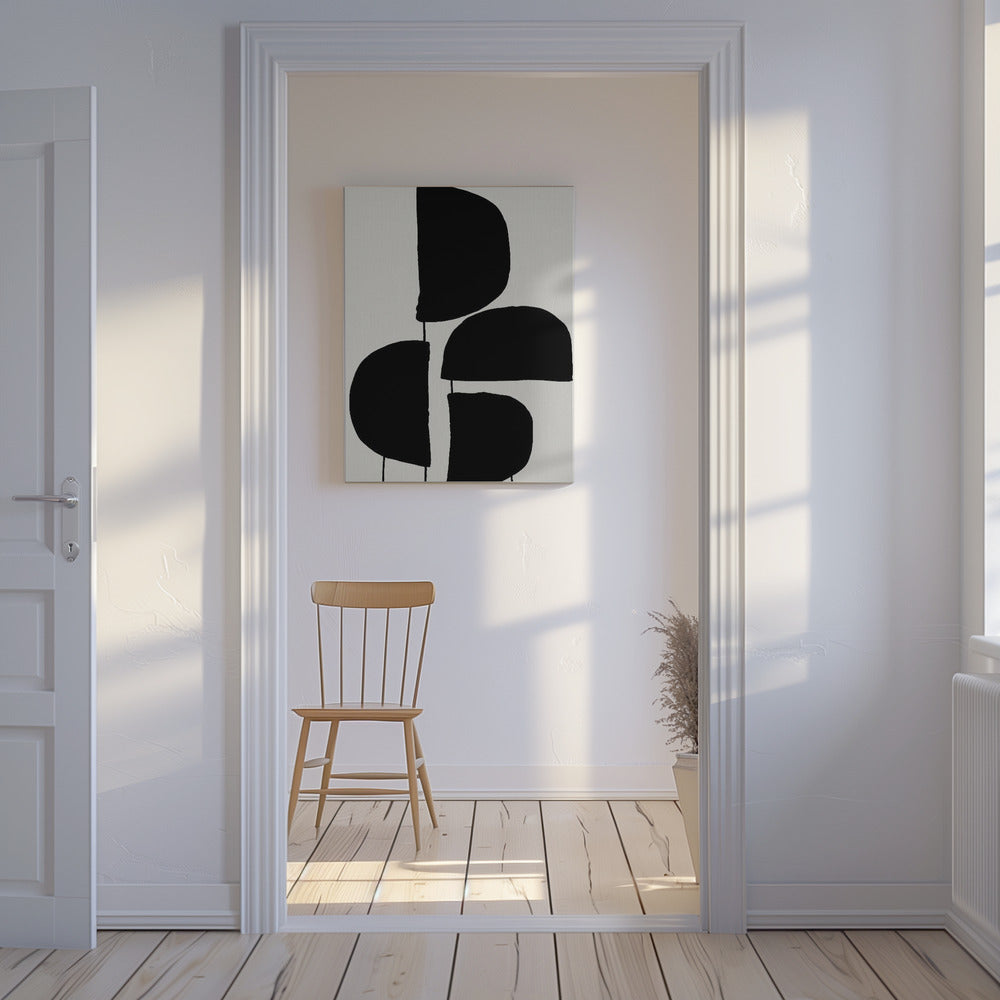 Minimalistische zwarte abstracte vormen | Canvas
