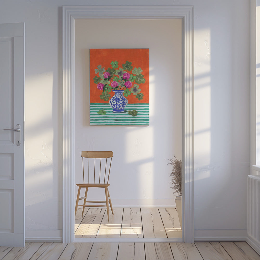 Clovers and Pink Blossoms | Canvas
