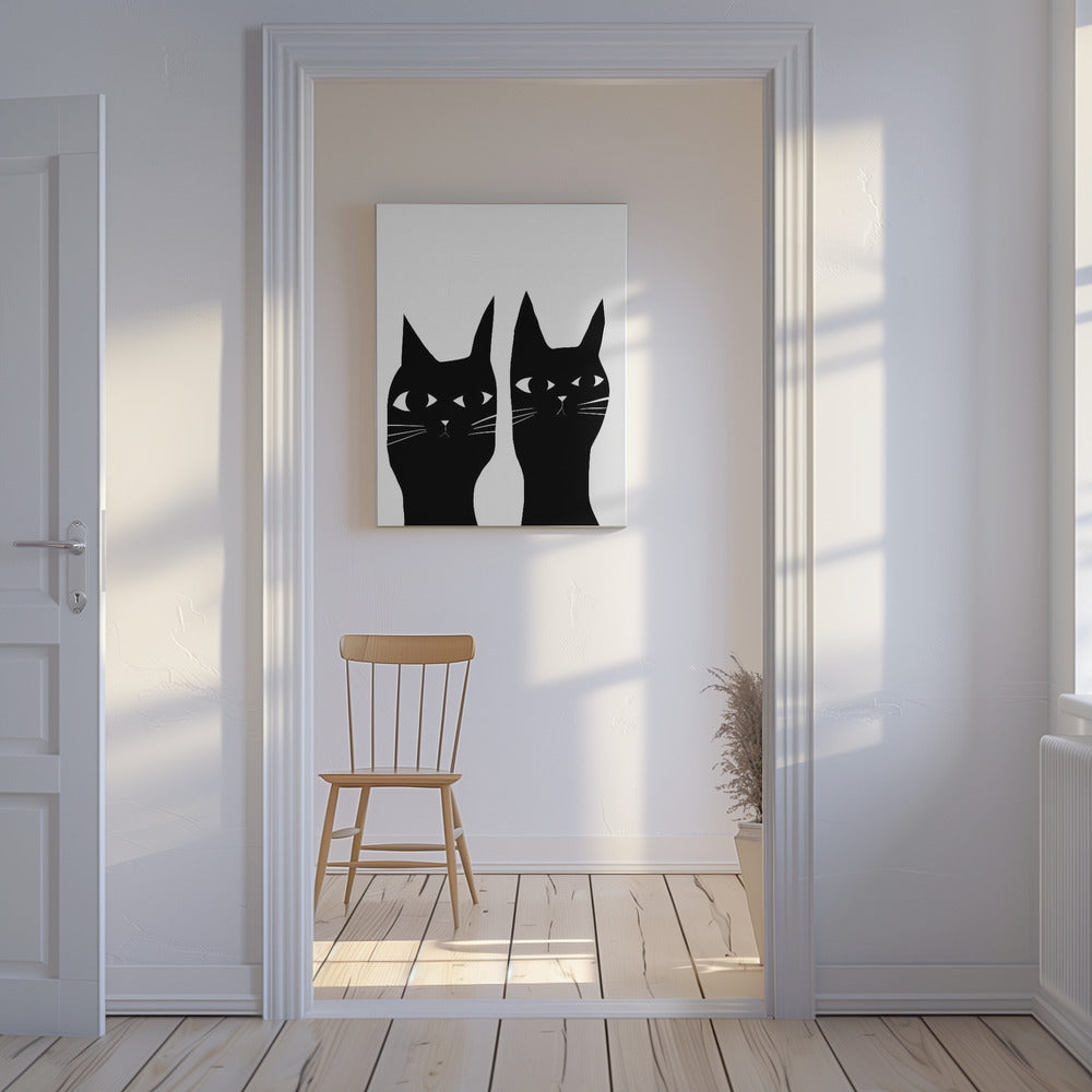 Twee zwarte katten | Canvas