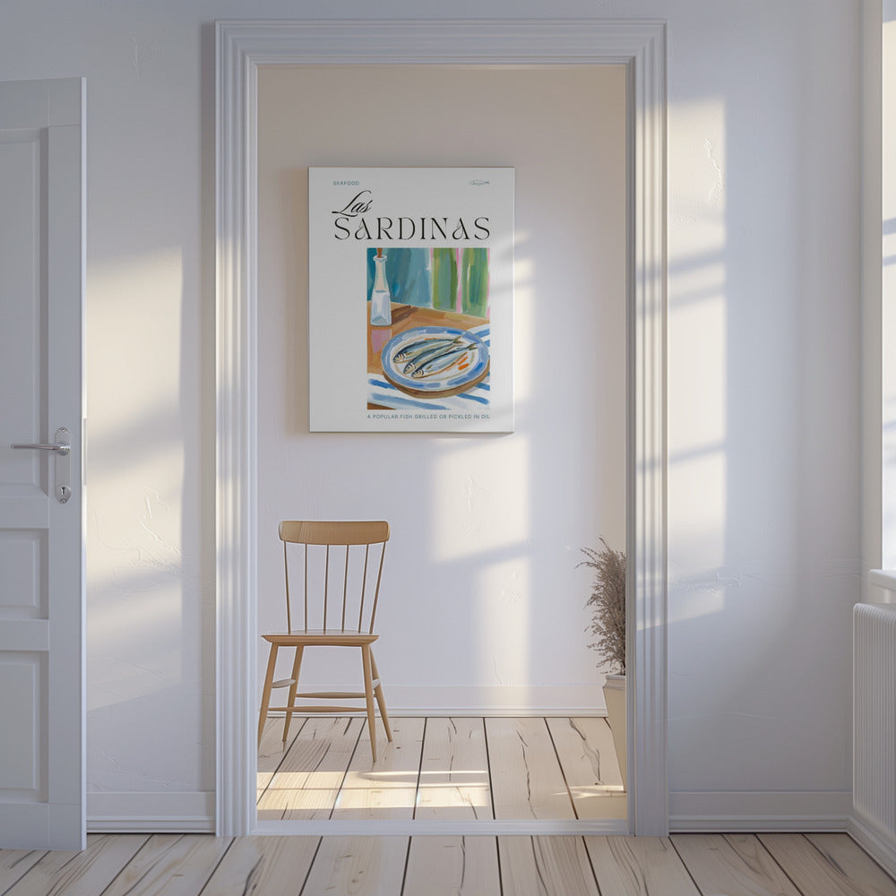 Plate of sardines with Bottle | Canvas