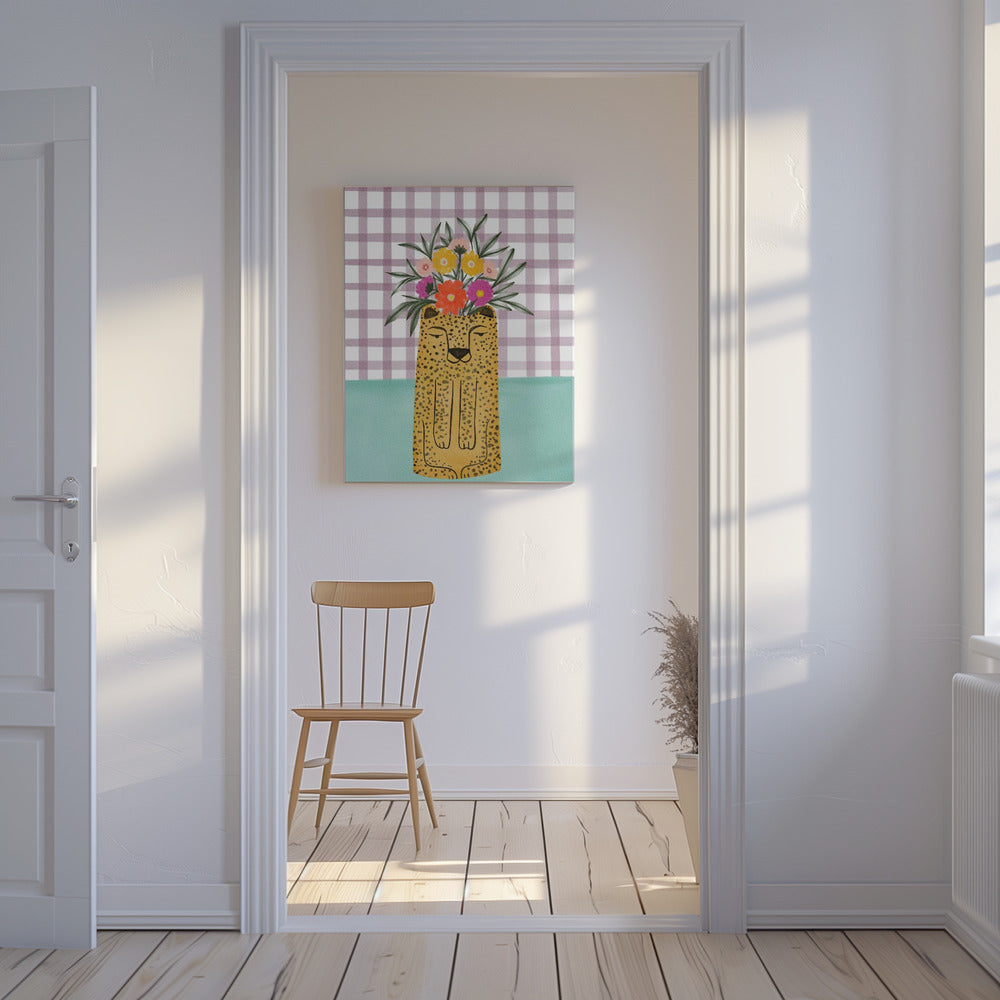 Luipaardvormige vaas met bloem | Canvas