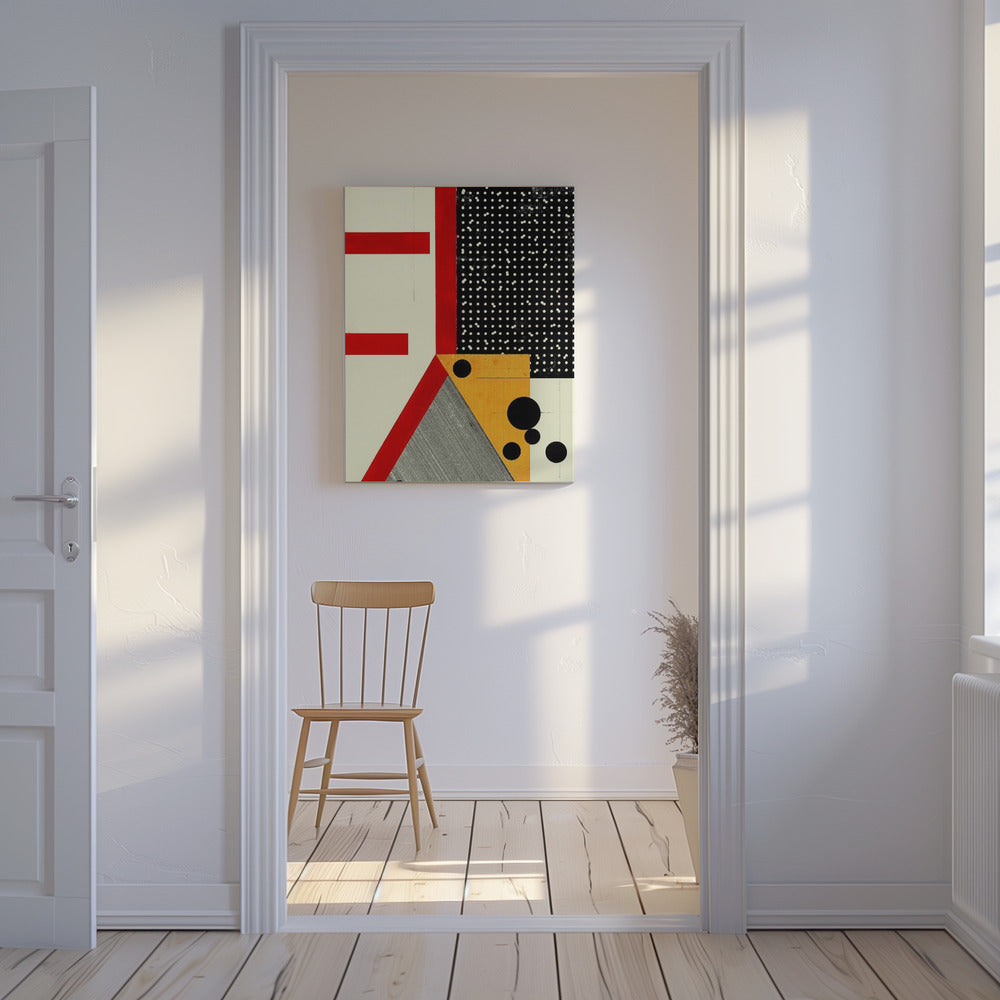 Dikke rode lijnen en zwarte stippen | Canvas