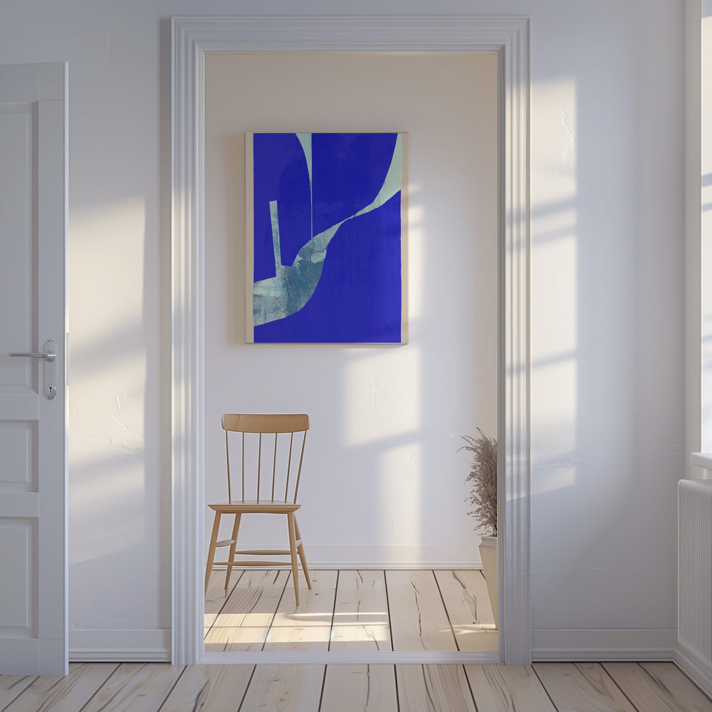 Blue Background With A Dynamic White Curve | Canvas