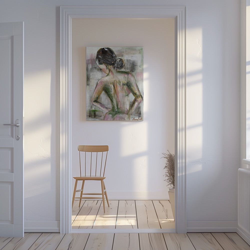Een vrouwenportret van achteren | Canvas