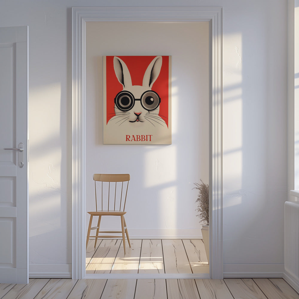 Konijn met oversized bril | Canvas