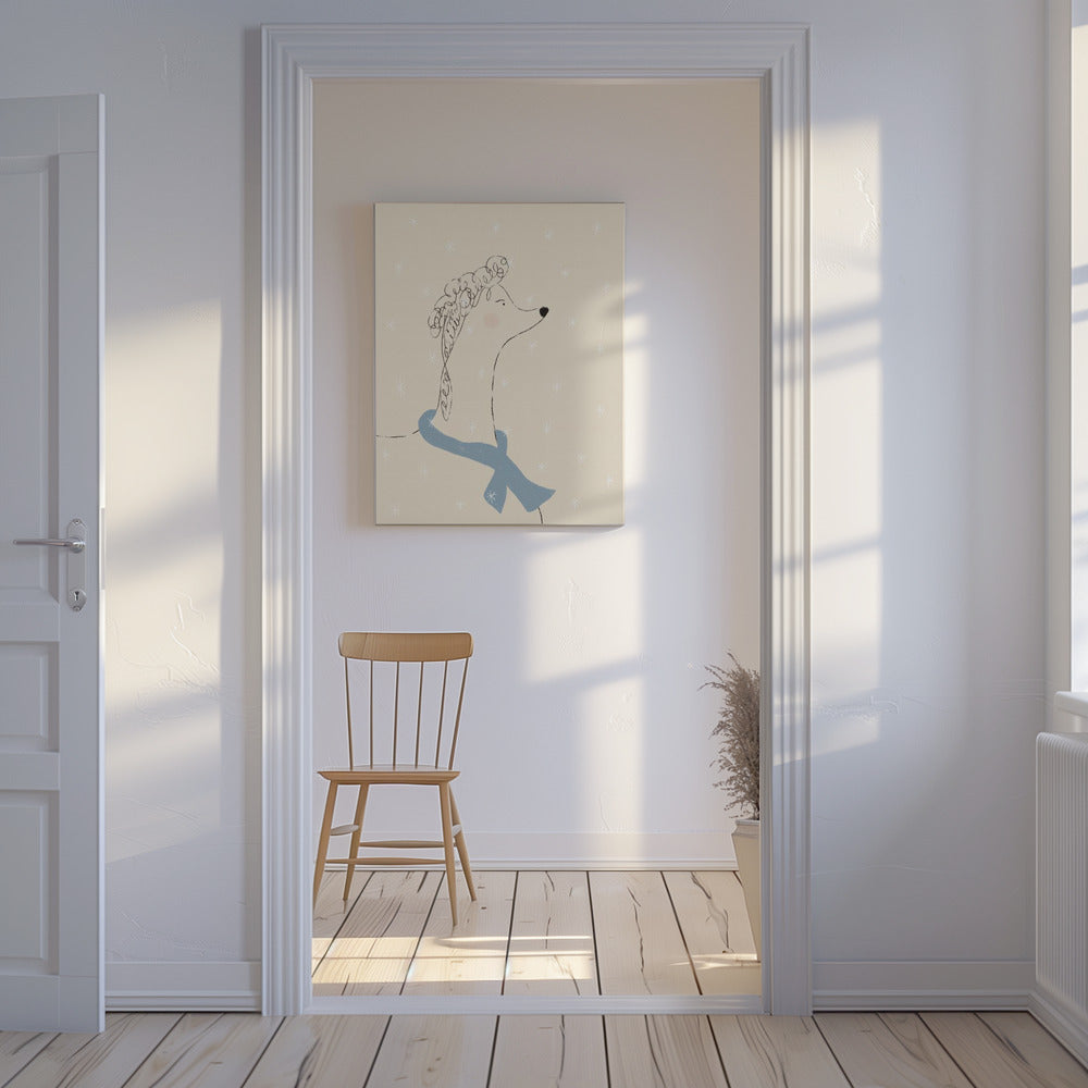 Poedel in de sneeuw | Canvas