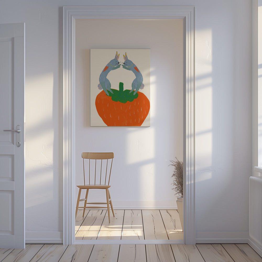 Konijnen op aardbei | Canvas