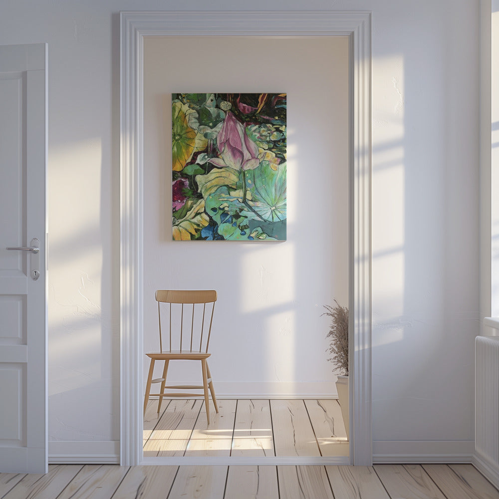 Weelderige Lotusvijver | Canvas