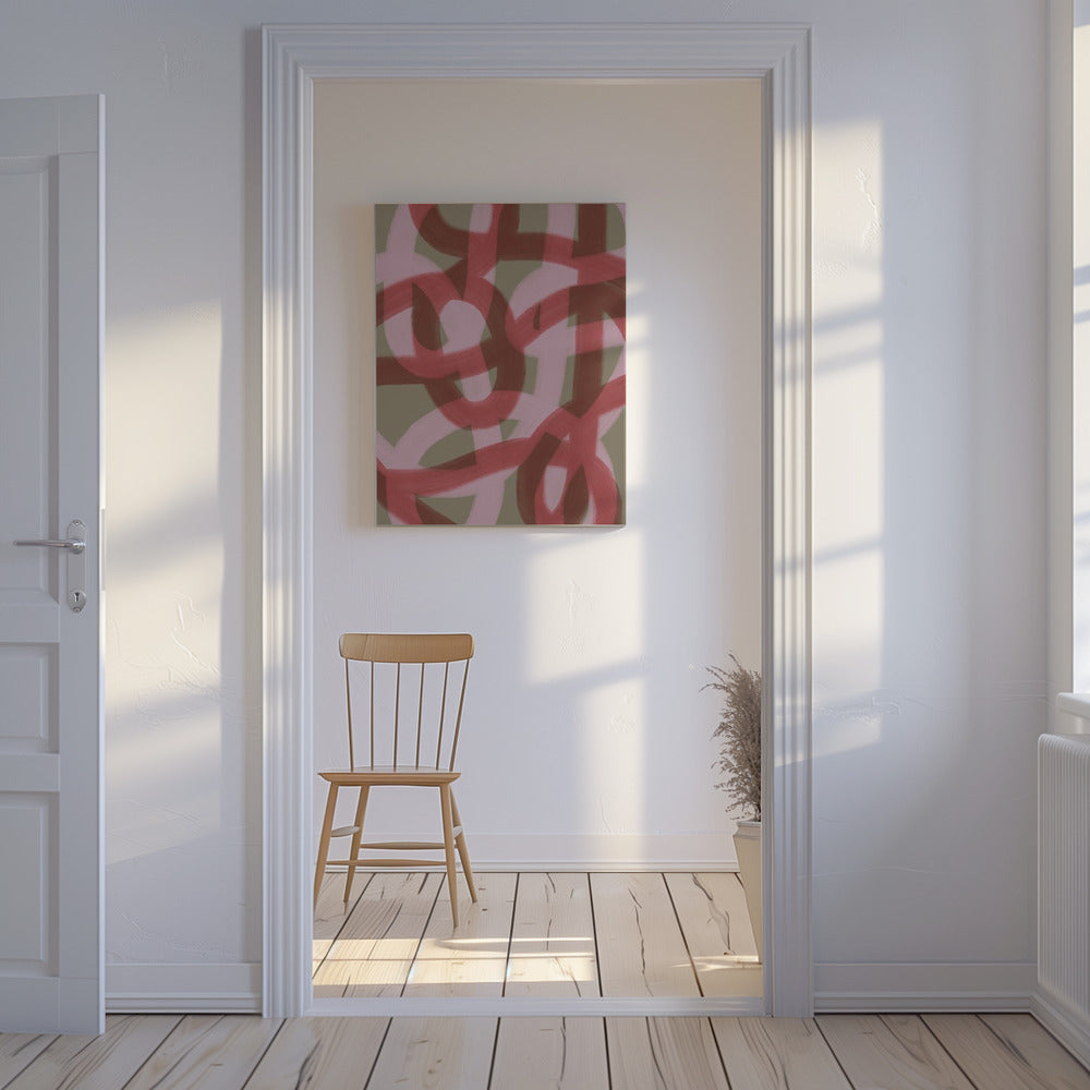 Verweven rode en roze lussen | Canvas