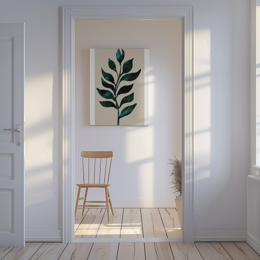 Gestileerd plantenmotief met donkergroene bladeren | Canvas