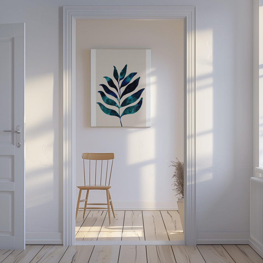 Botanisch ontwerp met donkerblauwe aquarel | Canvas