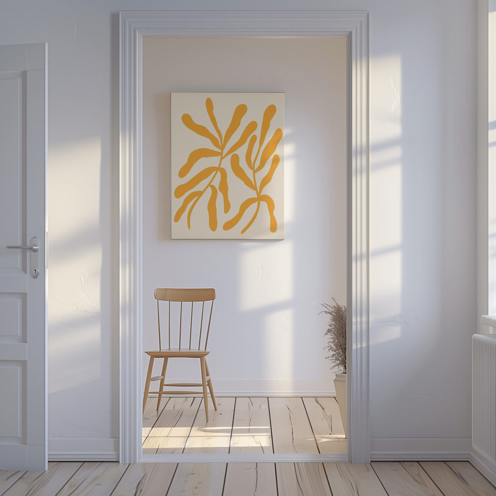 Silhouetten van gele bladeren | Canvas