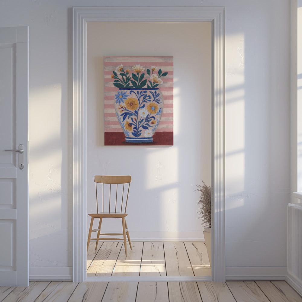 Potted Florals Pastels & Stripes | Canvas