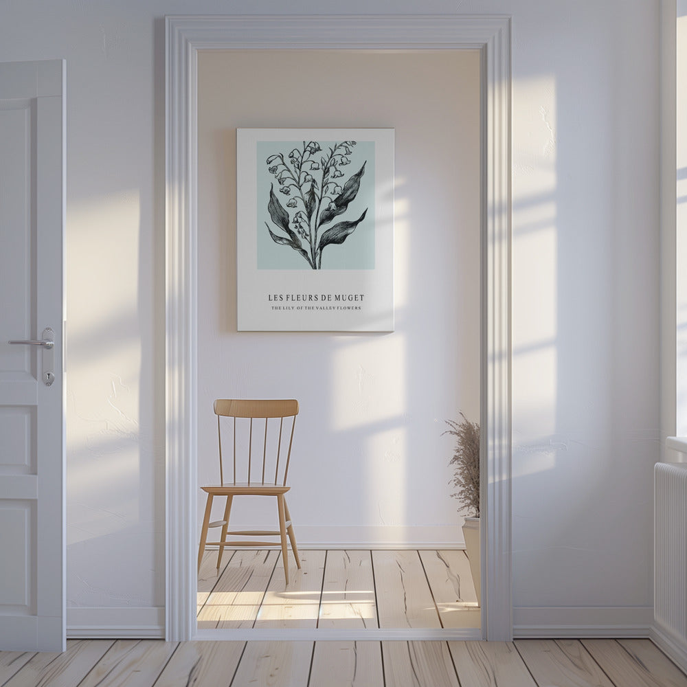 Lelietje-van-dalenbloemen in een monochrome illustratie | Canvas