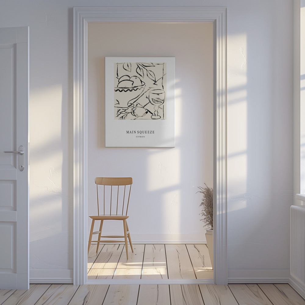 Abstracte fruitschaal en glas | Canvas