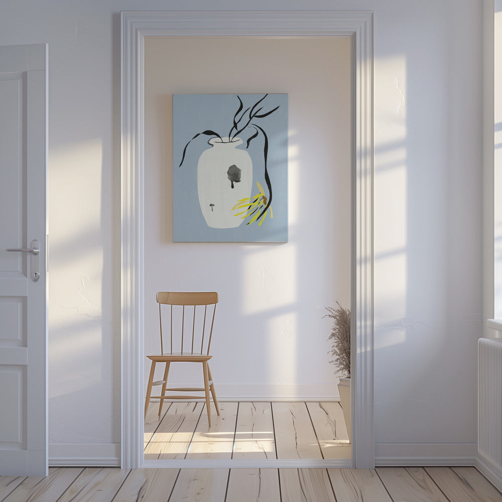 Vaas en verwelkte bloem | Canvas