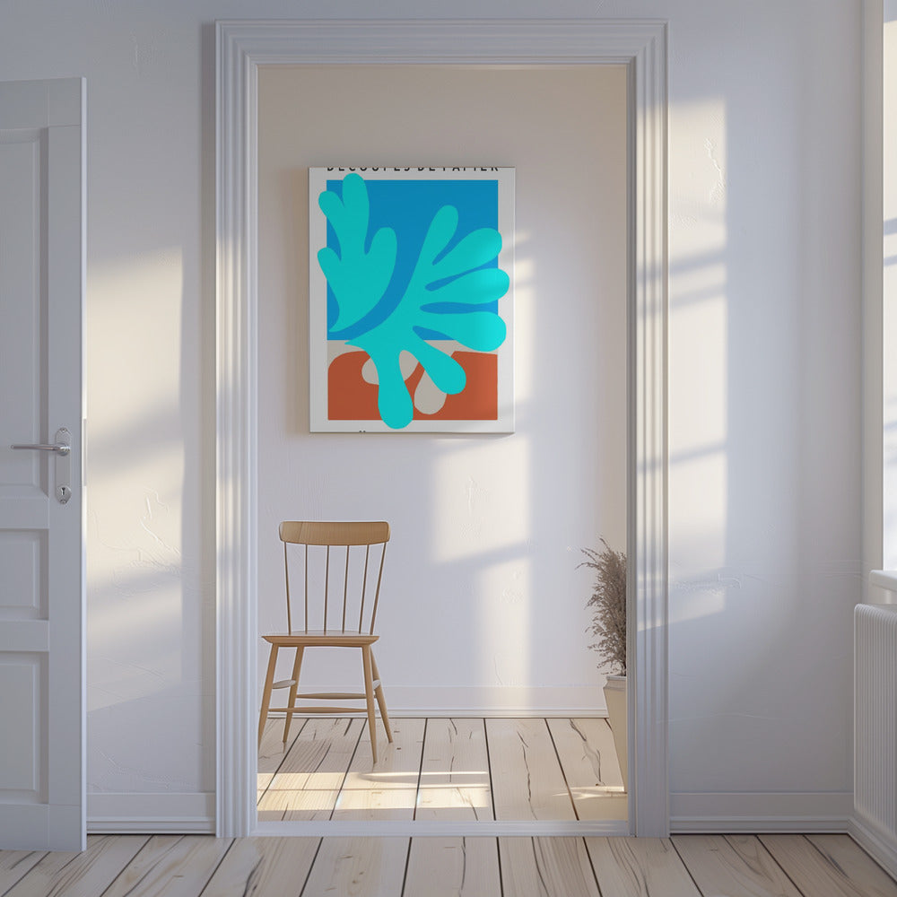 Organische vormen en levendige blauwe tinten | Canvas
