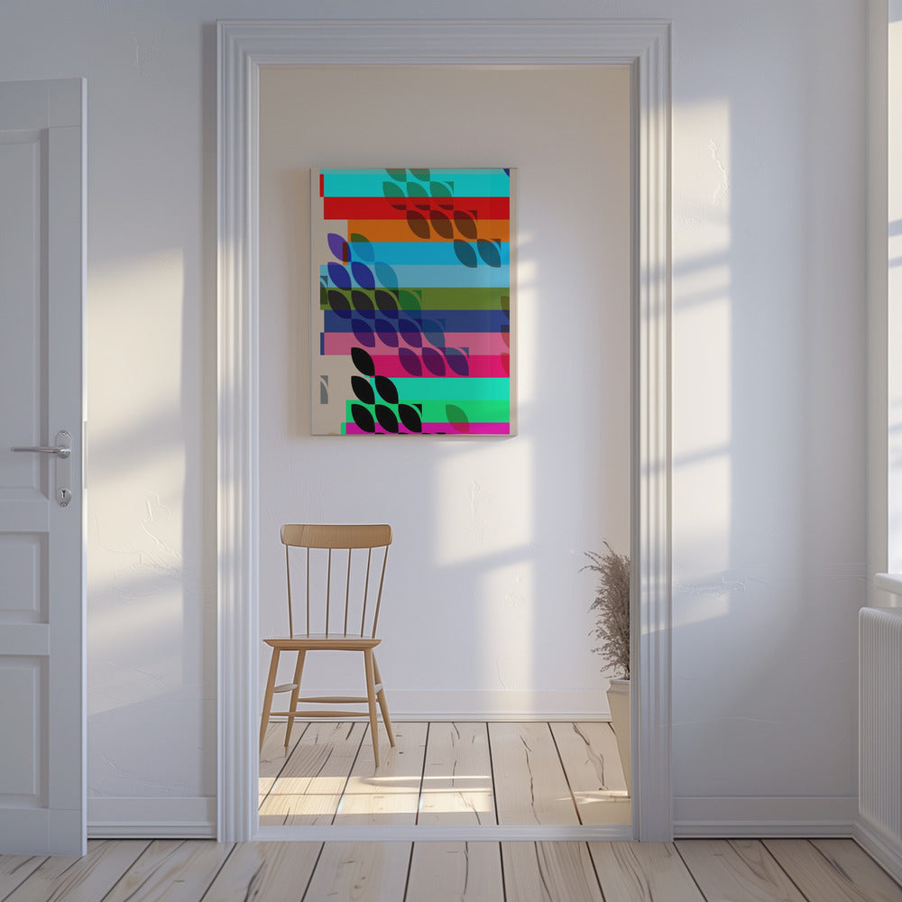 Levendige geometrische vormen en bladpatronen | Canvas