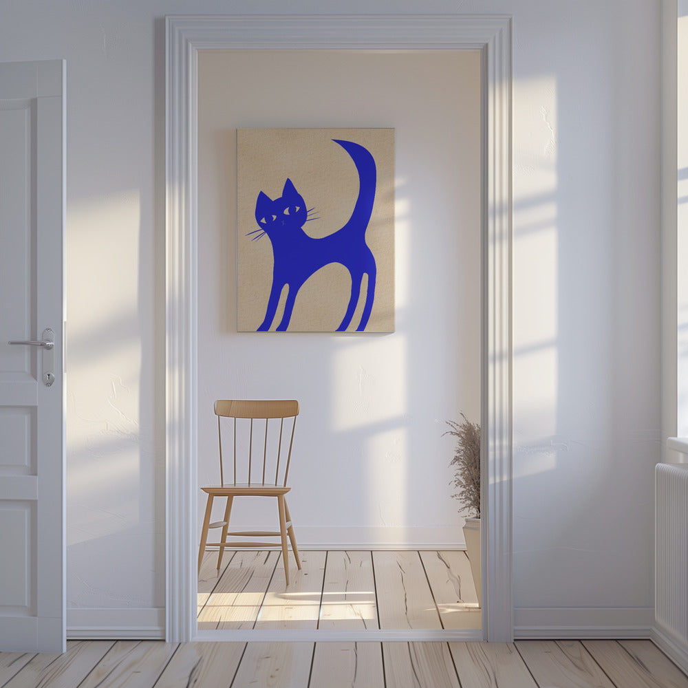 Lichtgevende BLAUWE kat | Canvas