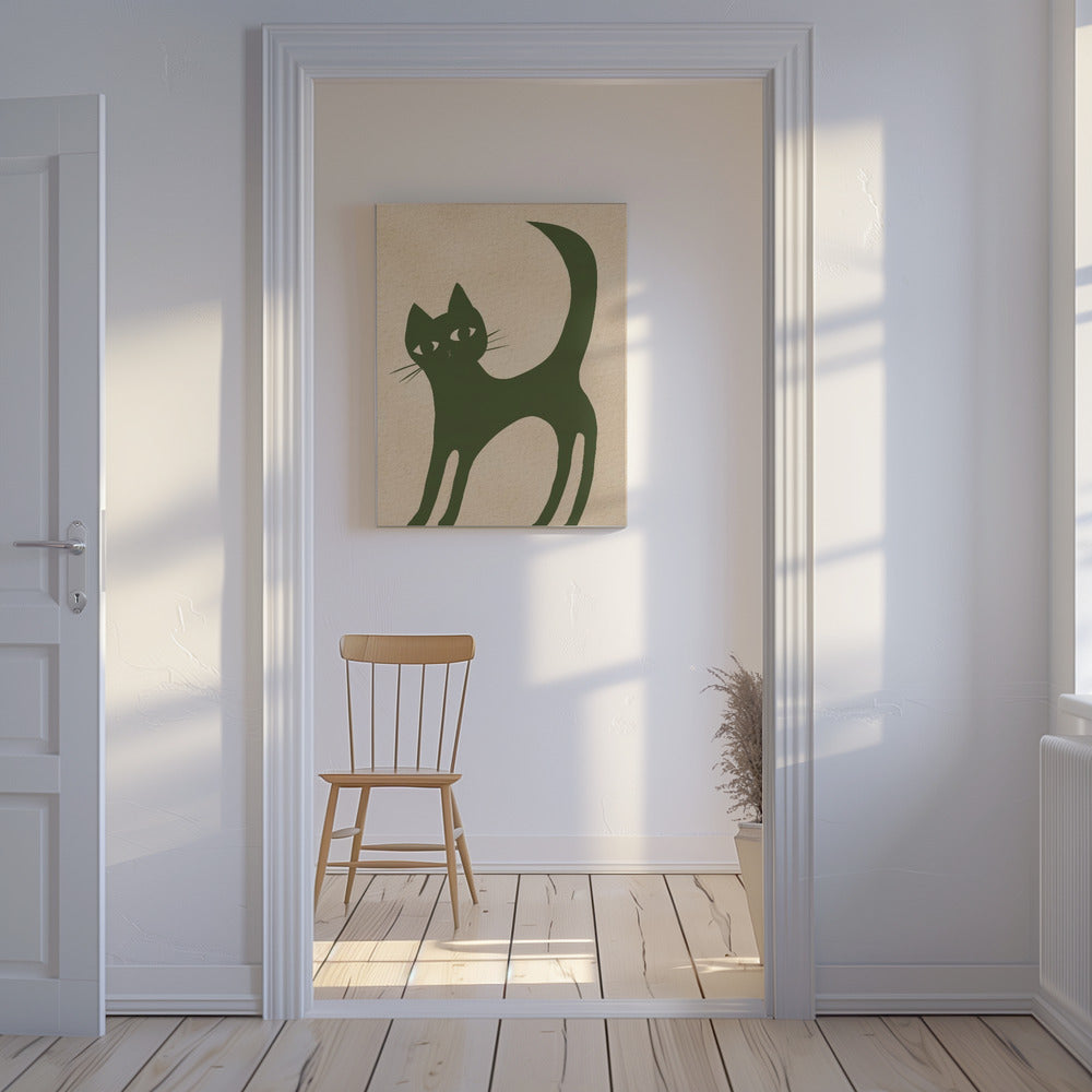 Groene kat | Canvas