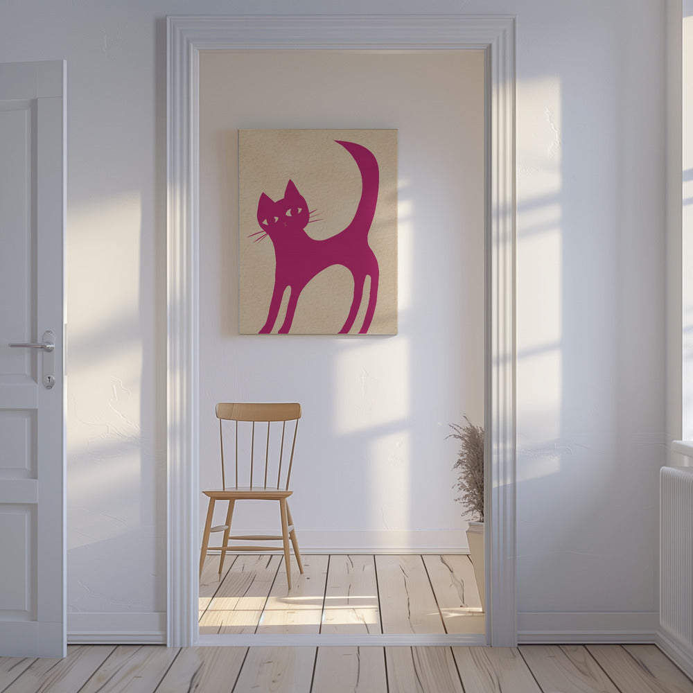 Roze kat | Canvas