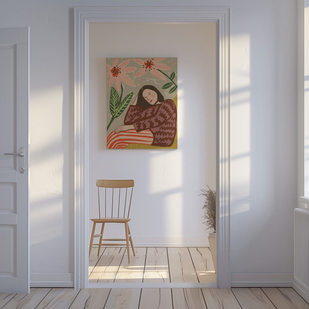 Zittende dame | Canvas