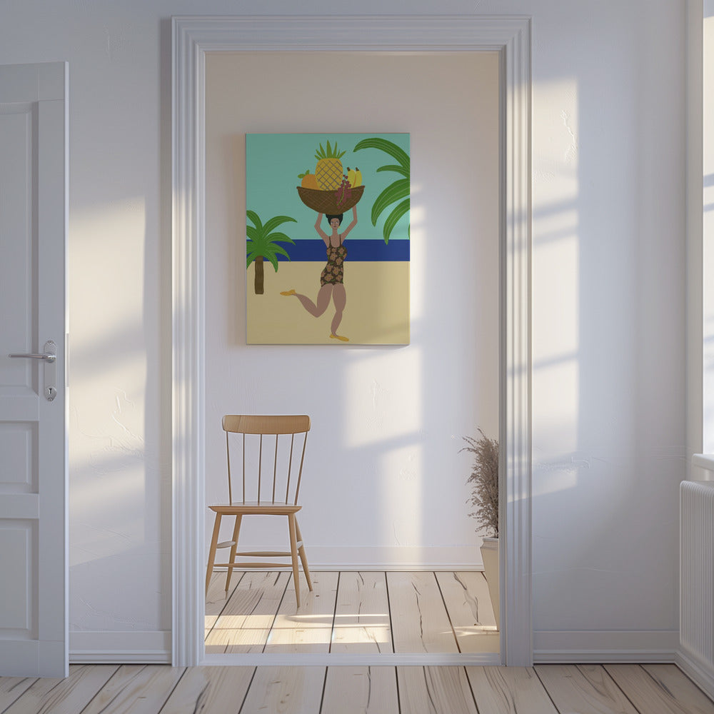 Tropisch fruit op het strand | Canvas
