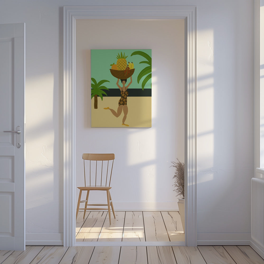 Tropisch fruit op het strand | Canvas