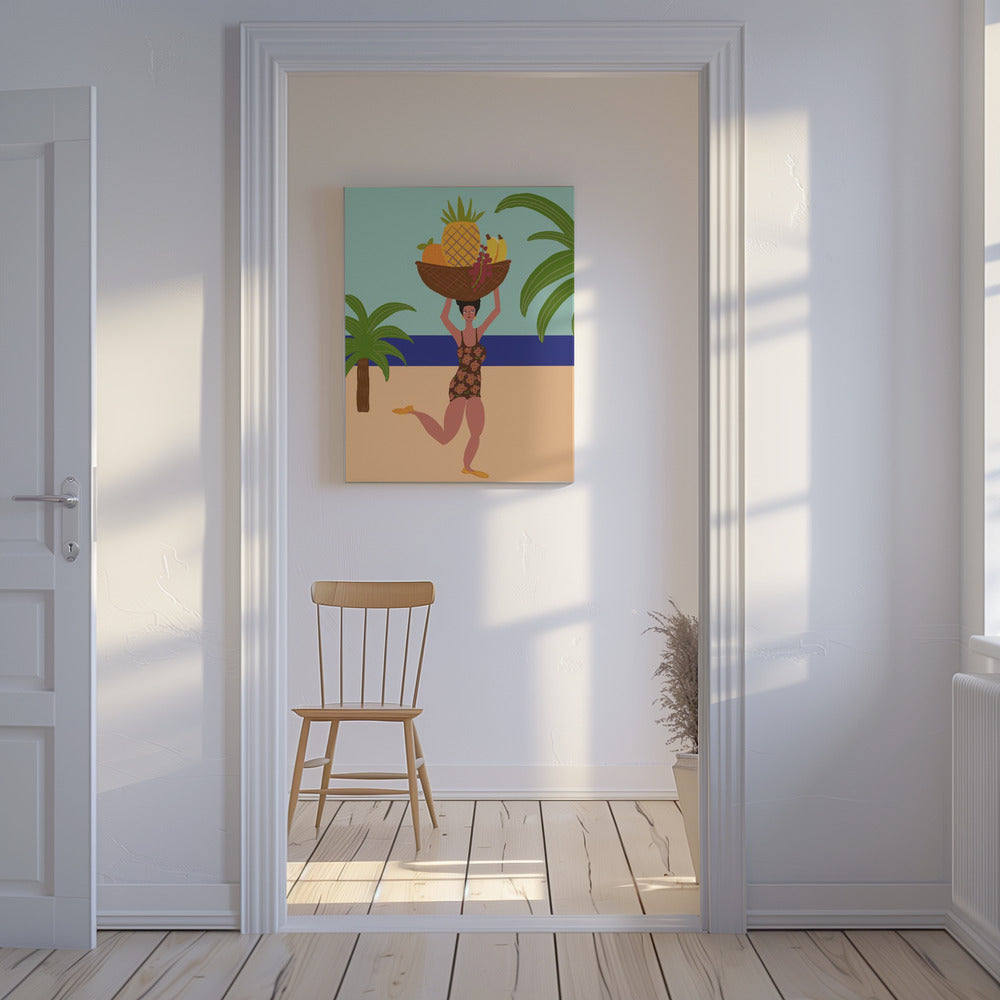 Tropisch fruit op het strand | Canvas
