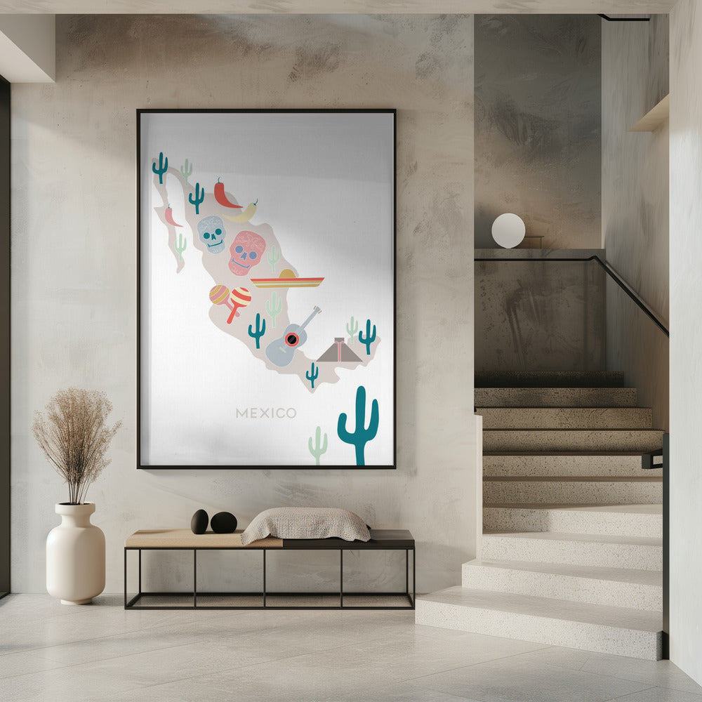 Kaart van Mexico nr. 1 | Poster
