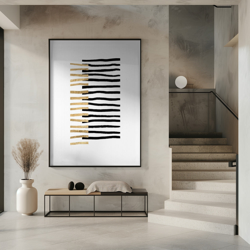 Goud op zwarte lijnen | Poster